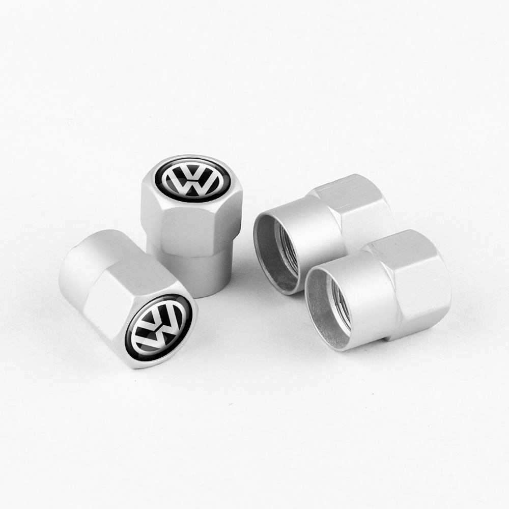 Juego de 4 tapones de válvula plateados Volkswagen