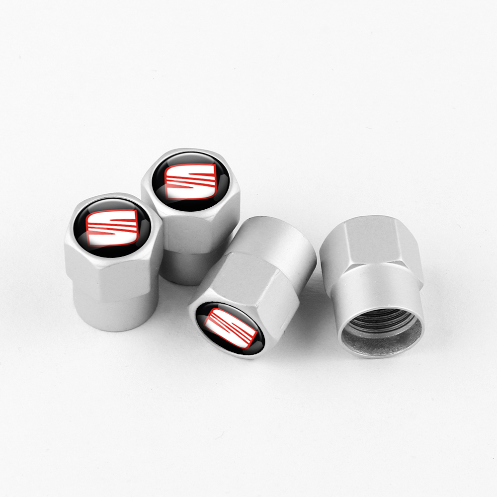 Tapones de válvula plateados SEAT