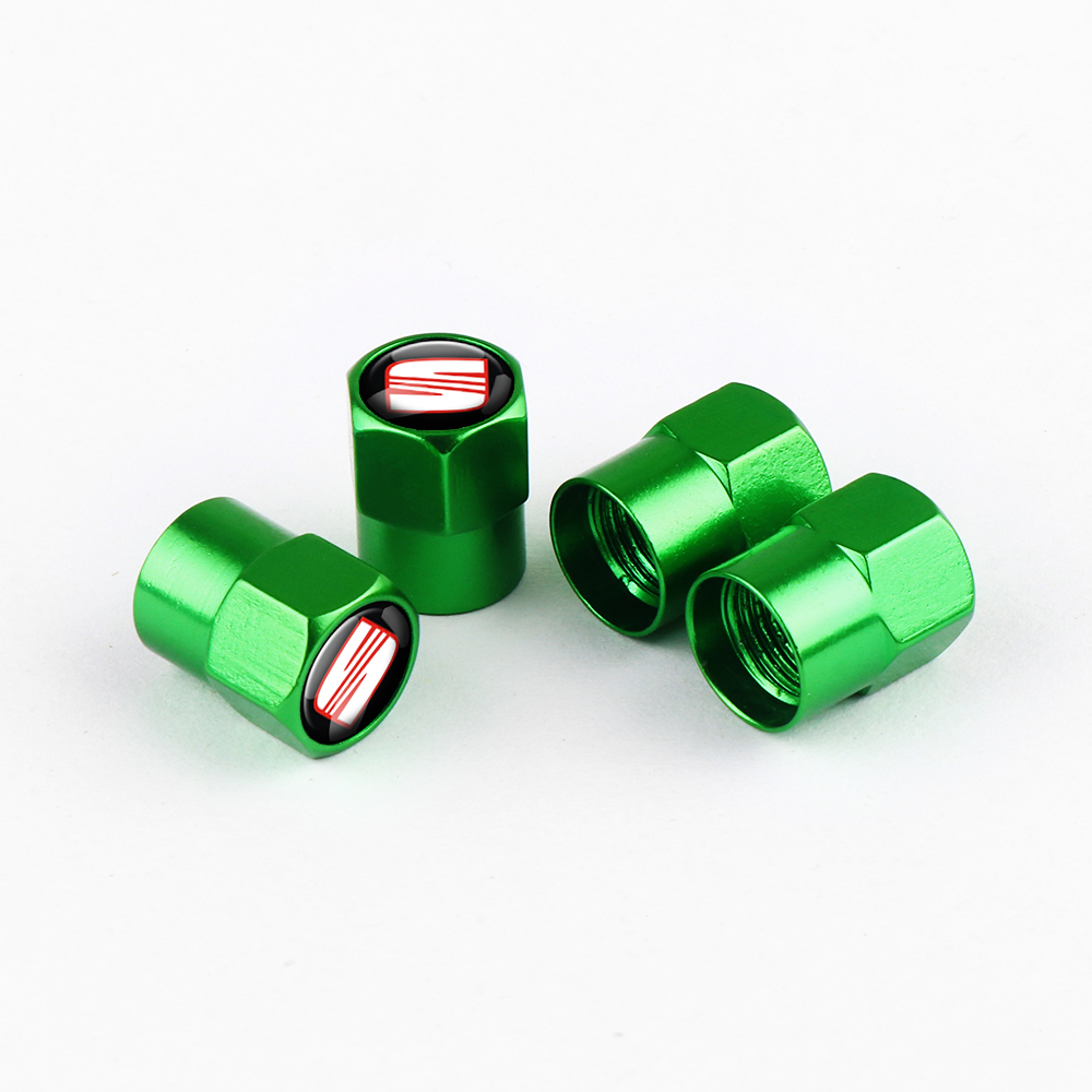 Juego de 4 tapones de válvula verdes SEAT