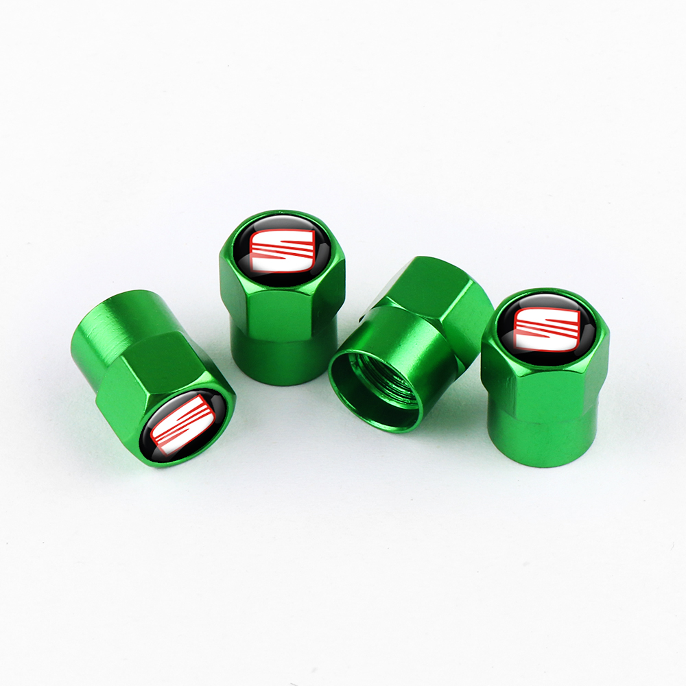 Tapones de válvula SEAT verdes en aluminio