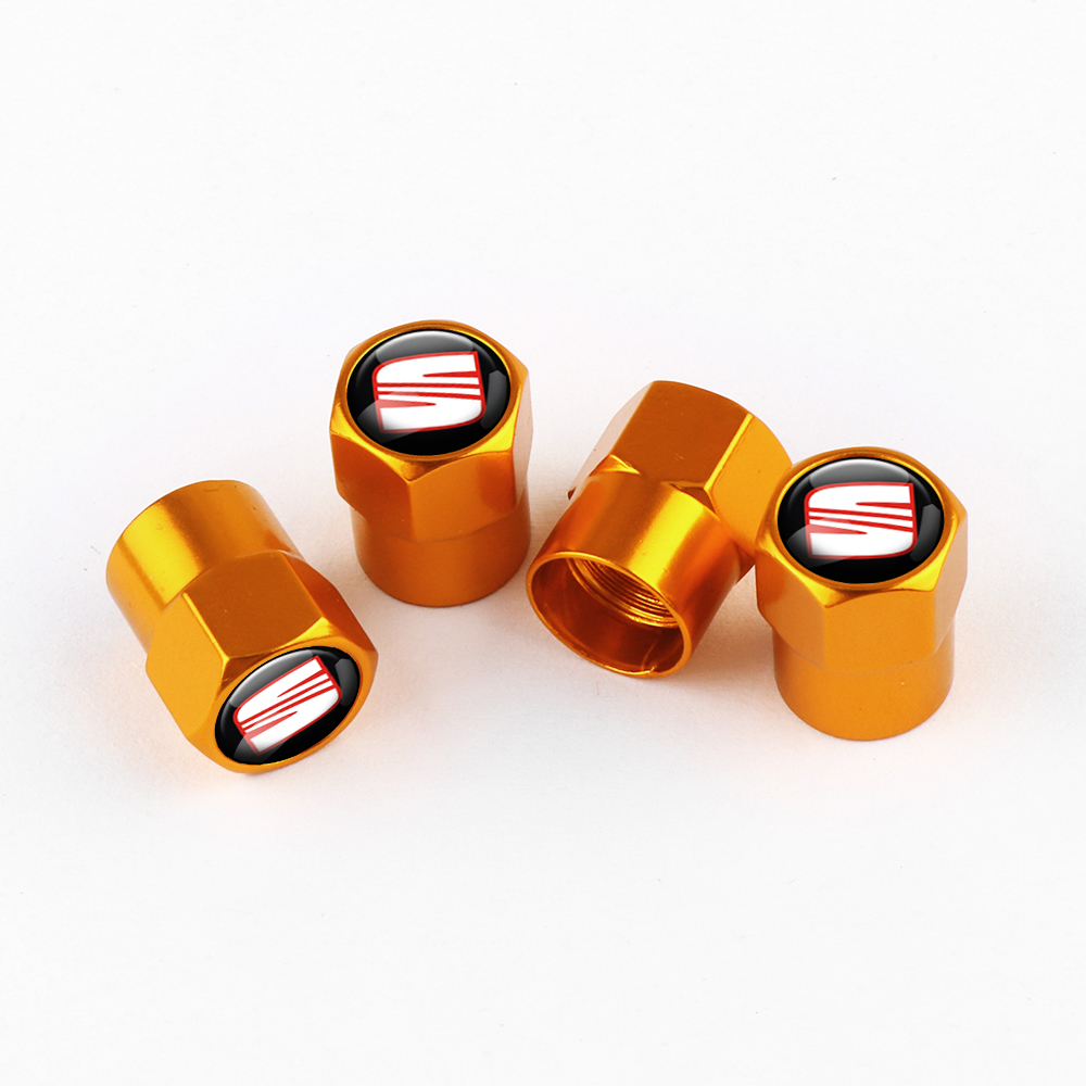 Tapones de válvula SEAT dorados en aluminio