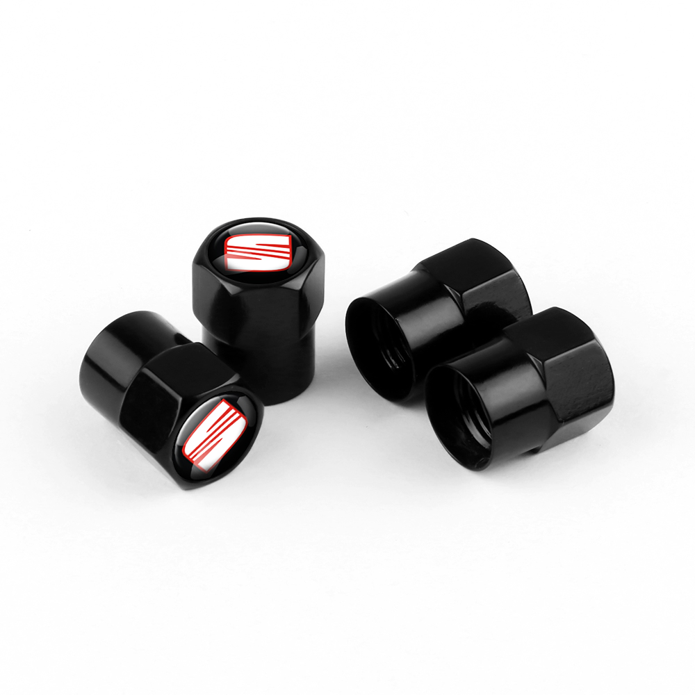 Juego de 4 tapones de válvula negros SEAT