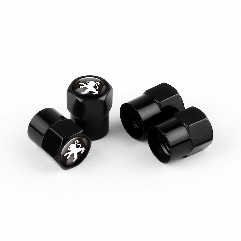 Juego de 4 tapones de válvula negros Peugeot