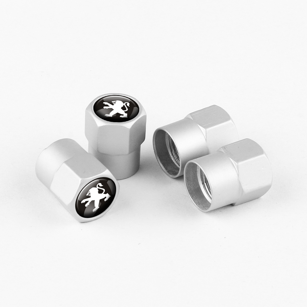 Juego de 4 tapones de válvula plateados Peugeot