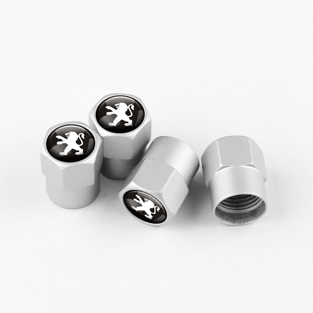 Tapones de válvula plateados Peugeot