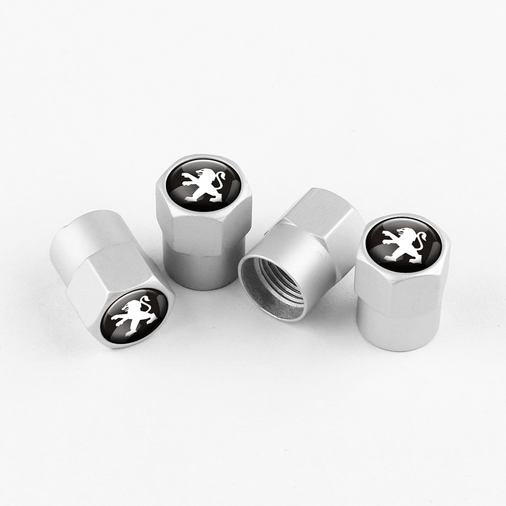 Tapones de válvula Peugeot plateados en aluminio