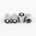 Tapones de válvula plateados Peugeot de 4 piezas