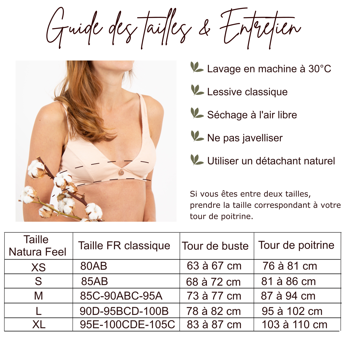 Soutien-gorge Foulard sans armatures Natura Feel - Guide des tailles