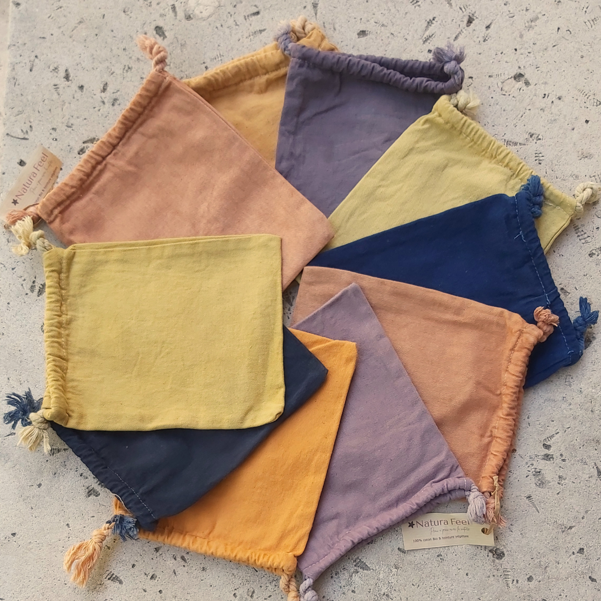 Pochette en tissu coton bio et teinture végétale