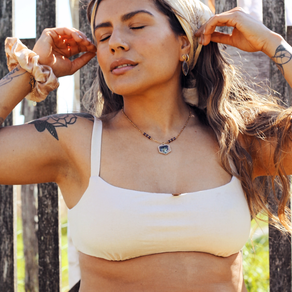 Soutien-gorge brassière coton bio et teinture végétale Sable rose