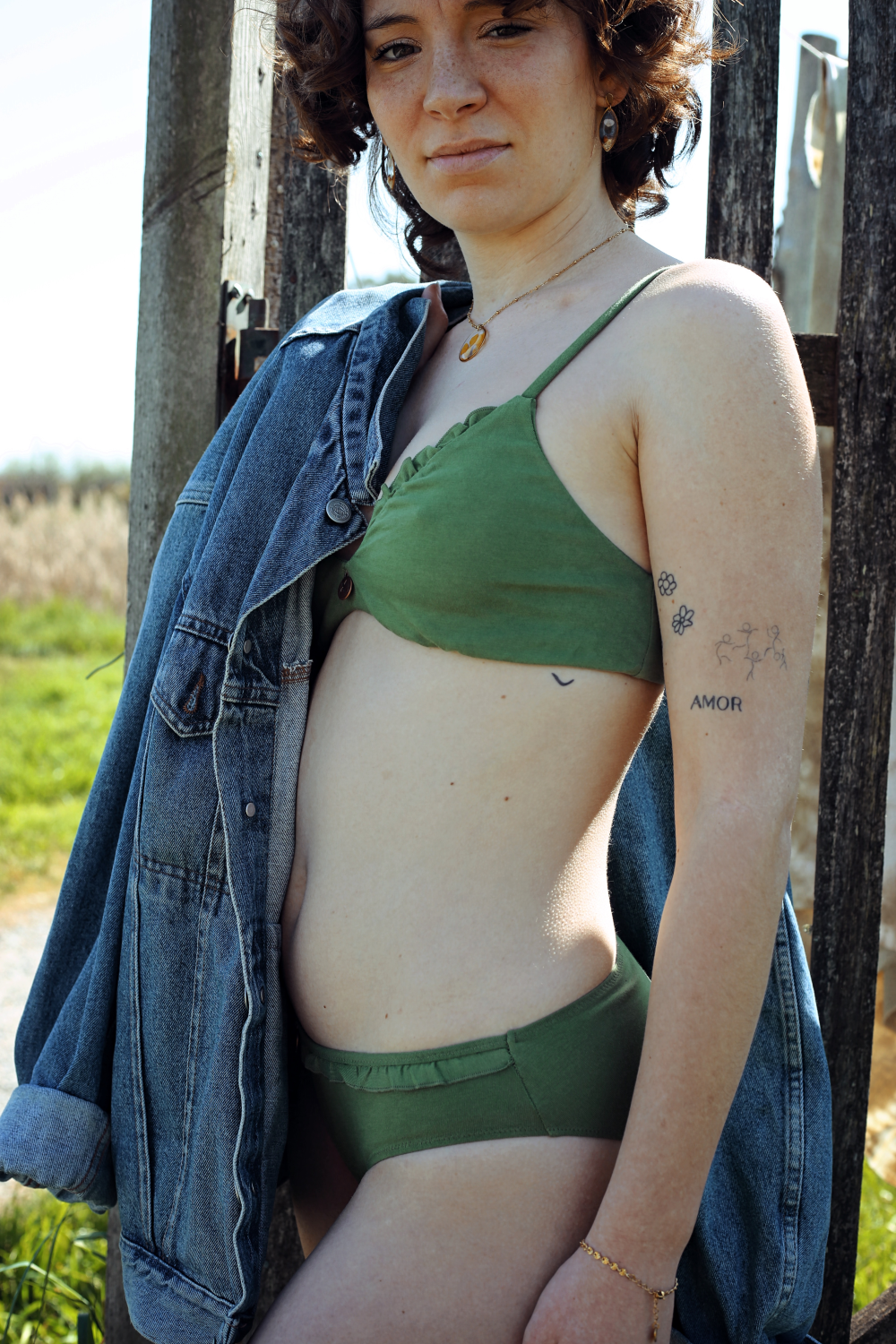 Soutien-gorge 100% coton sans armature Triangle à volants Lierre - Lifestyle 2 - Natura Feel