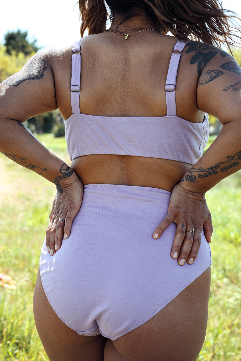 Slip femme taille haute coton Lilas - Dos - Natura Feel