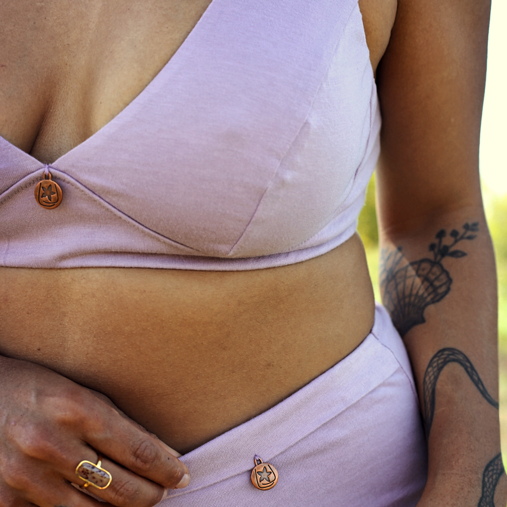 Soutien-gorge en coton sans armatures Foulard Lilas - Zoom - Natura Feel