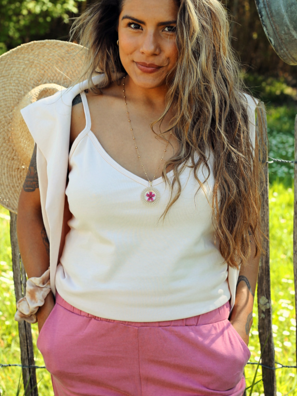 Caraco coton bio et teinture végétale Sable rose