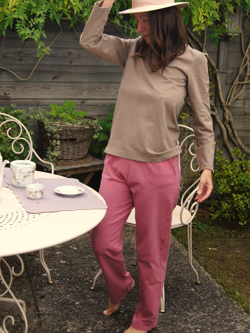 Pantalon de pyjama femme coton bio et teinture végétale Lotus