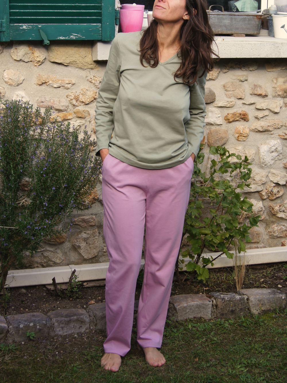 Pantalon de pyjama femme coton bio et teinture végétale Lilas - Natura Feel
