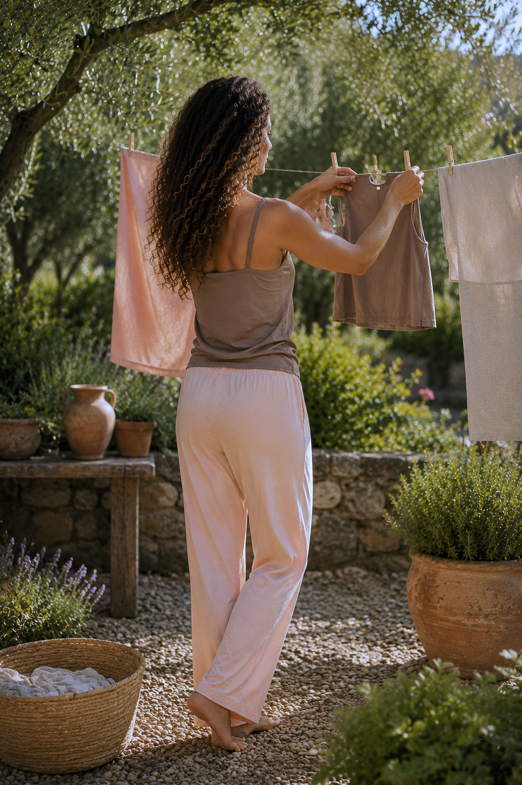 Caraco coton Ecorce et Pantalon coton Pêche - lifestyle - Natura Feel