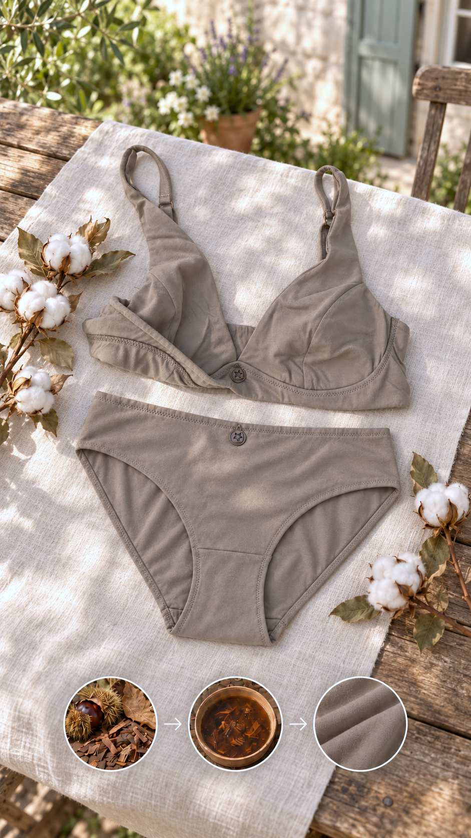 Soutien-gorge Foulard Ecorcé posé avec coton et teinture