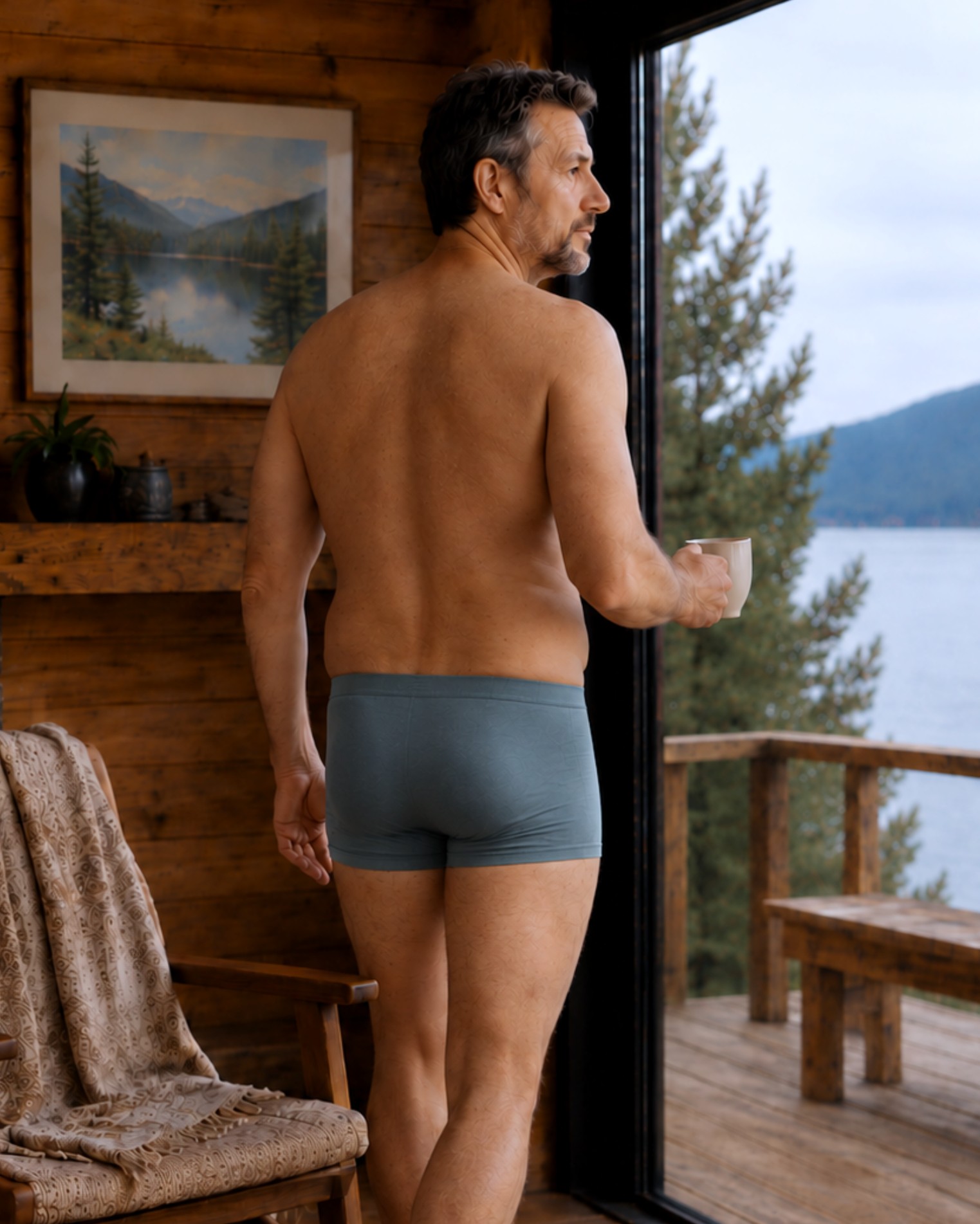 Boxer homme coton bio Galet - dos - Natura Feel