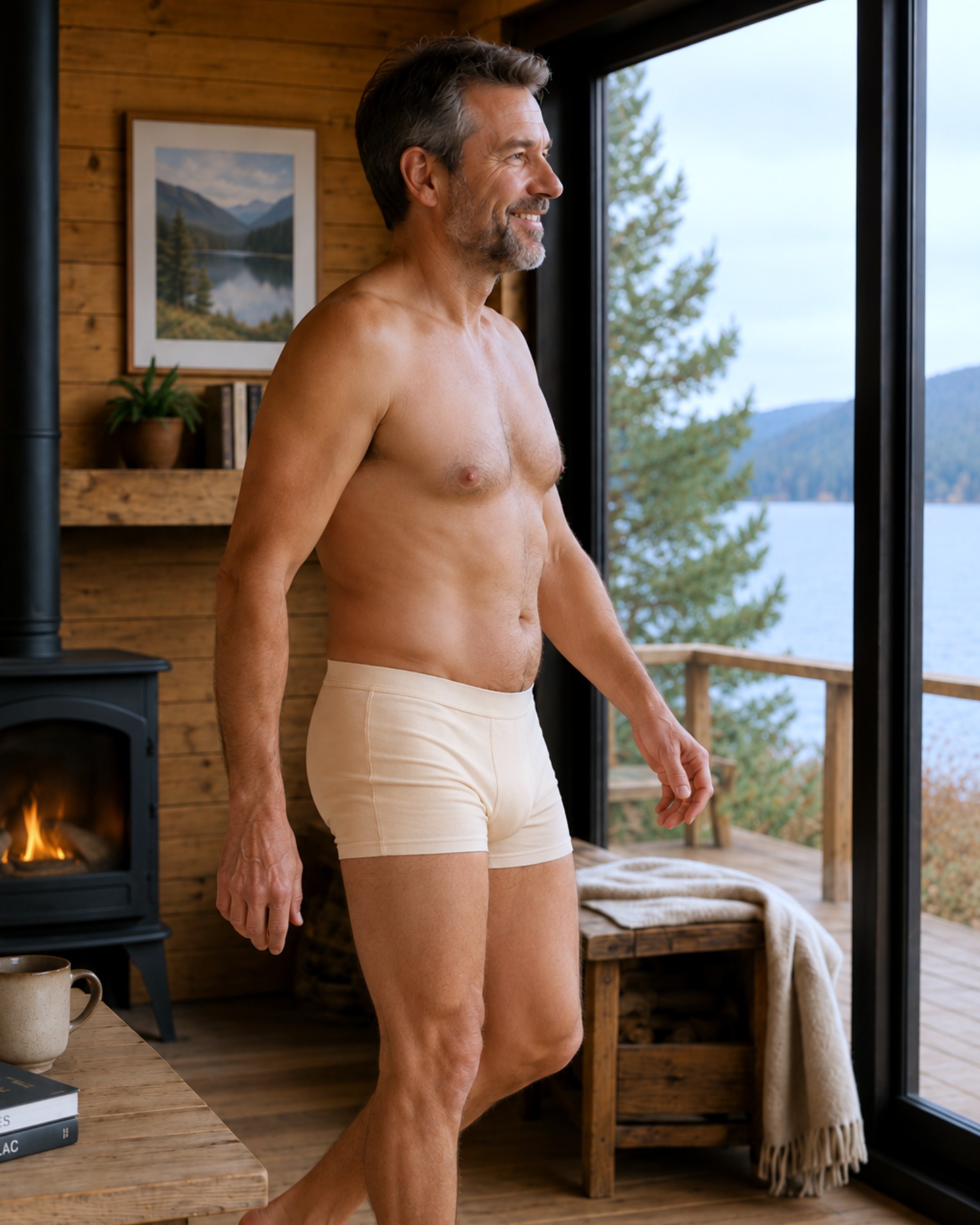 Boxer coton homme Pêche - Trois quart - Natura Feel