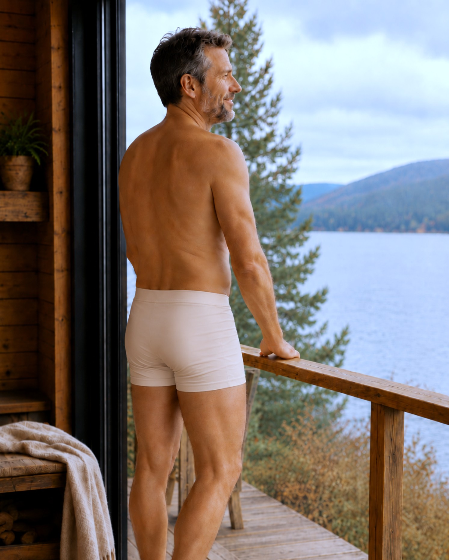 Boxer homme coton bio Pêche - dos - Natura Feel