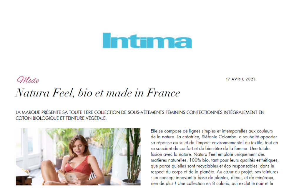 natura feel dans intima lingerie bio creee en france