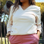 Haut de pyjama femme coton et teinture végétale Sable rose - Zoom - Natura Feel