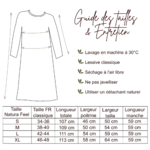 Chemise de nuit femme coton manches longues - Guide des tailles - Natura Feel
