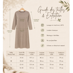 Guide des tailles et entretien - Chemise de nuit longue manches longues