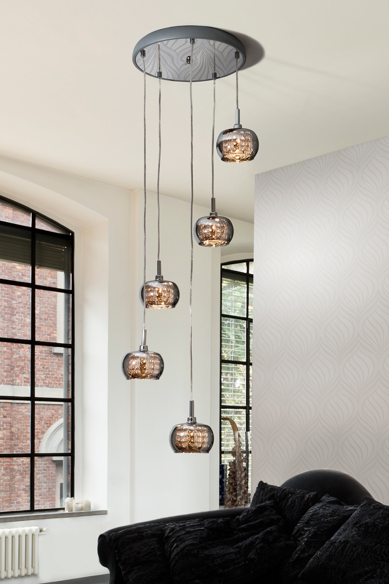 luminaire suspension pendante design 5 lampes