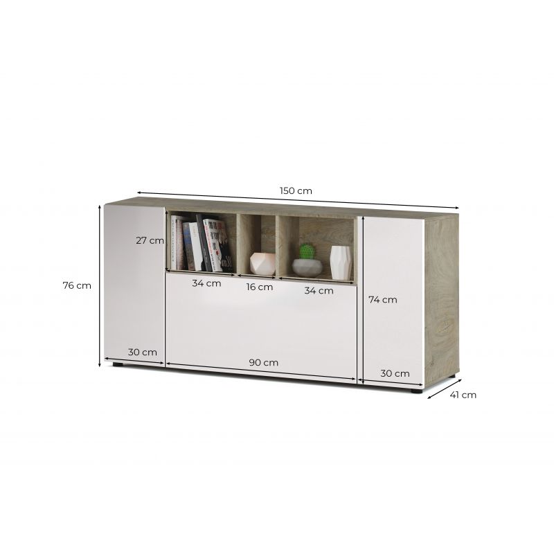 fobuf-buffet-3-portes-et-3-niches-l150cm