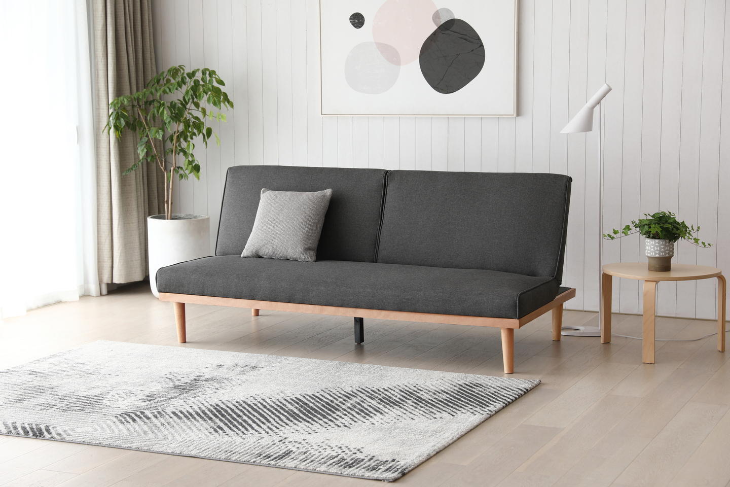 Canapé Convertible Gris En Tissu - 3 Places - Marque La Maison Convertibe - Occasion