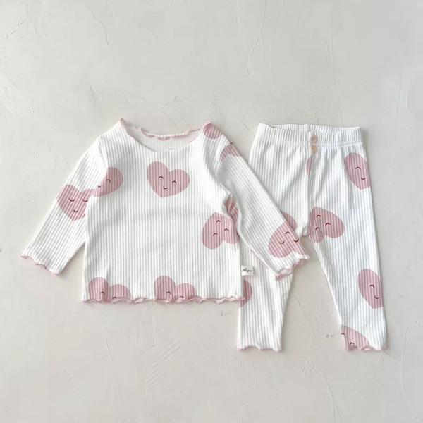 ensemble pyjama 2 pièces rose à coeurs boutique bébé en ligne