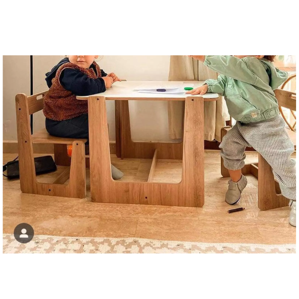 Ensemble table & chaise en bois