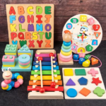 Kit jouets en bois montessori 1 an musical puzzle apprentissage motricité fine