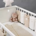 tour de lit lapin pare-choc lit à barreaux bébé marron blanc