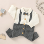 combinaison tricotée en laine bébé garçon avec noeud papillon qualité