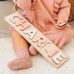 Puzzle en bois bébé fille prénom personnalisé