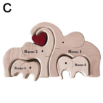 Puzzle familial d’éléphants en bois personnalisé cadeau famille