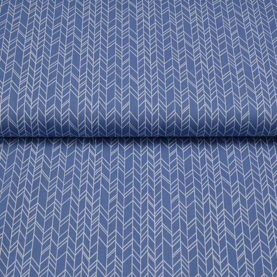 Tissu coton chevron bleu