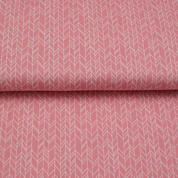 Tissu coton chevron rose (1)
