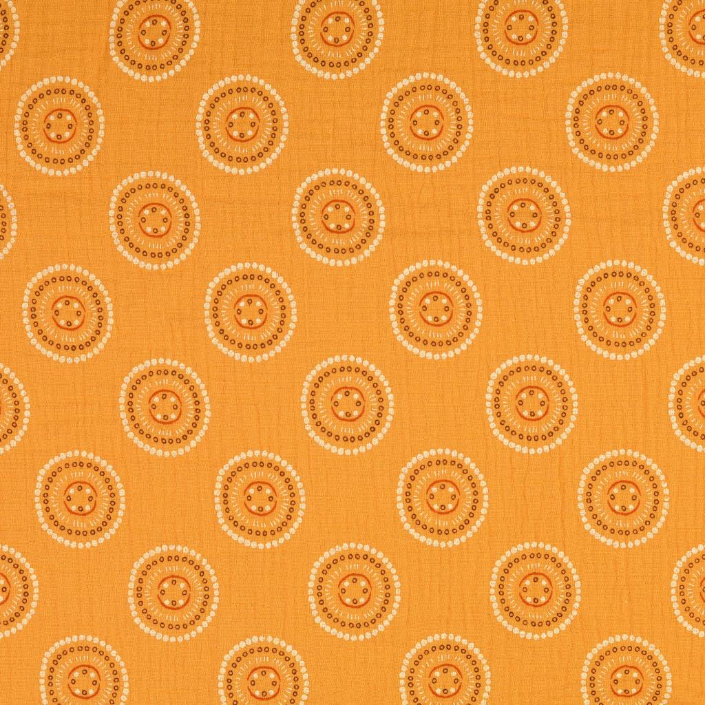 Tissu double gaze bouton - jaune moutarde