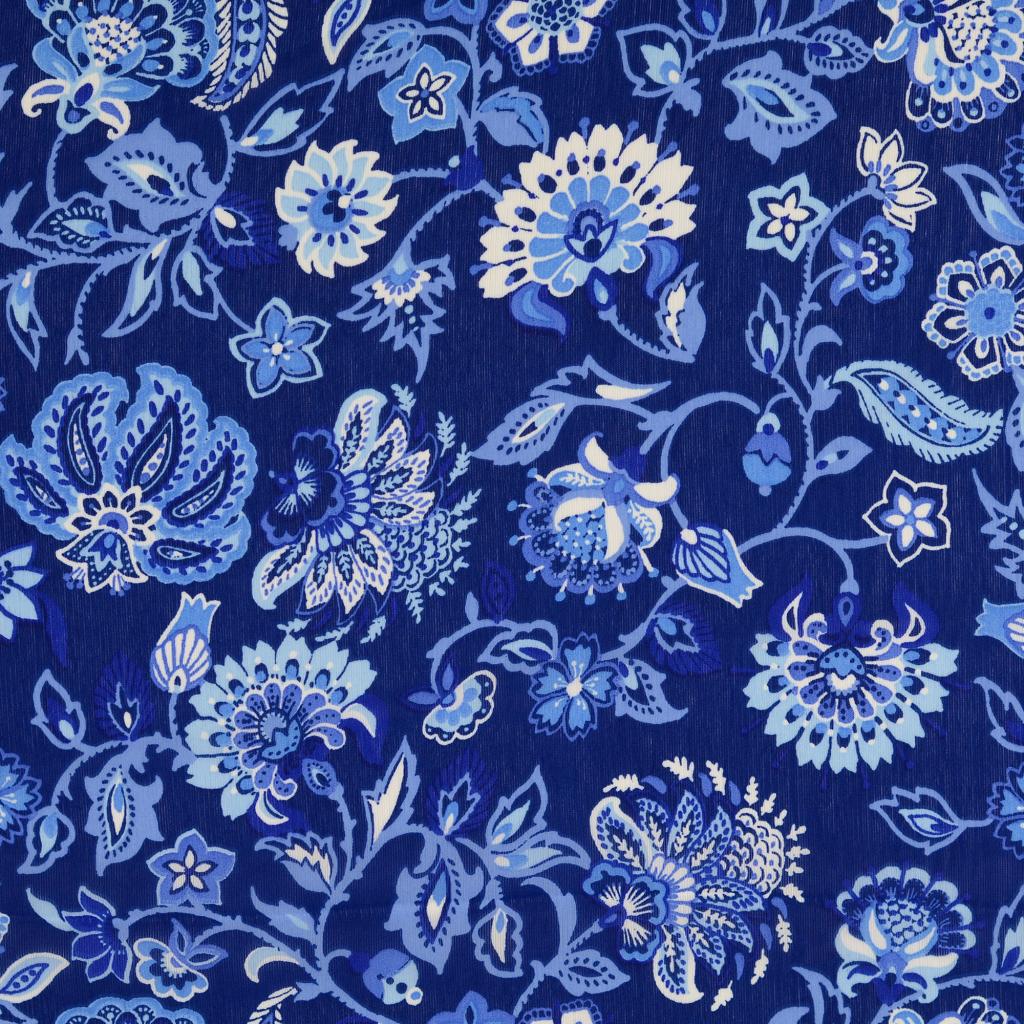 Tissu mousseline fleur et cachemire bleu  (3)