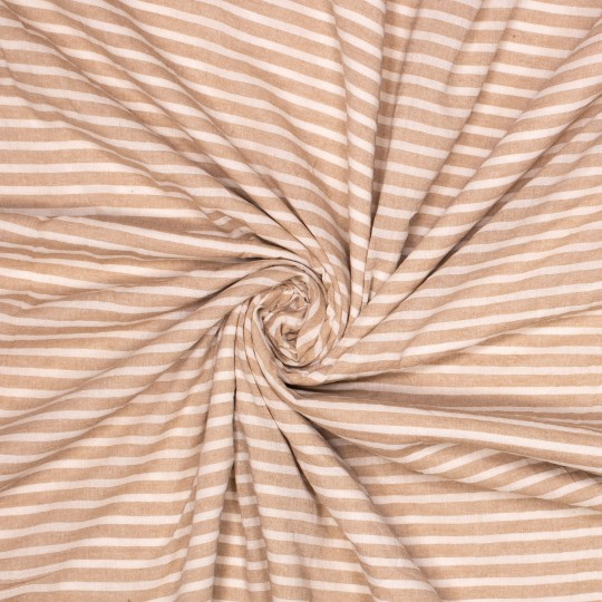 Tissu coton rayure beige DUNE