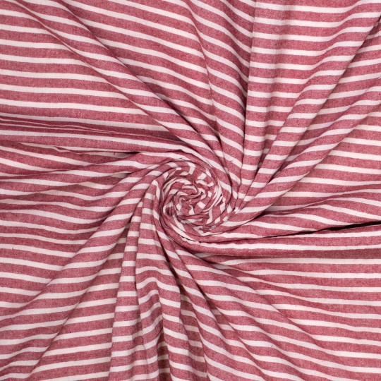 Tissu coton rayure DUNE rouge bordeaux