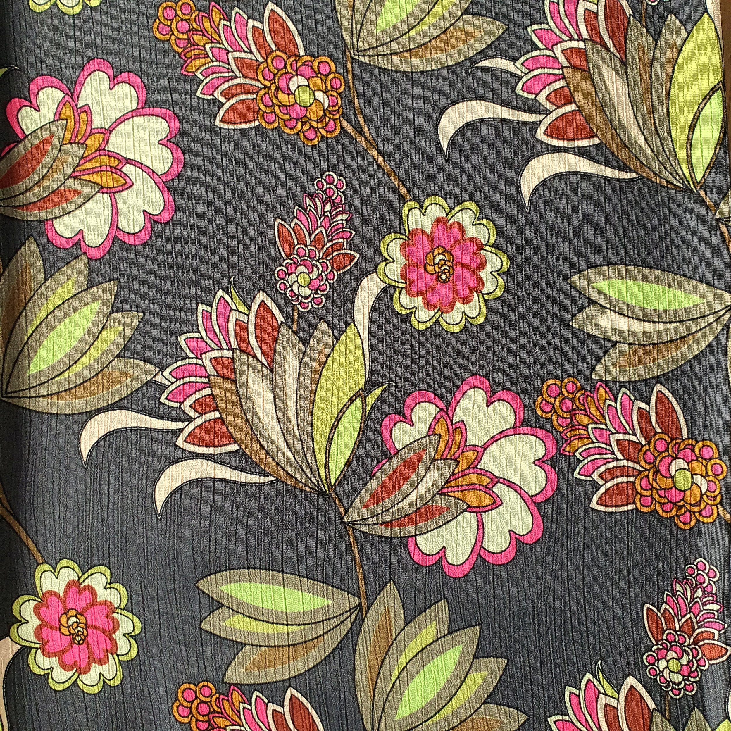 Tissu viscose grosse fleur kaki RENEE (2)