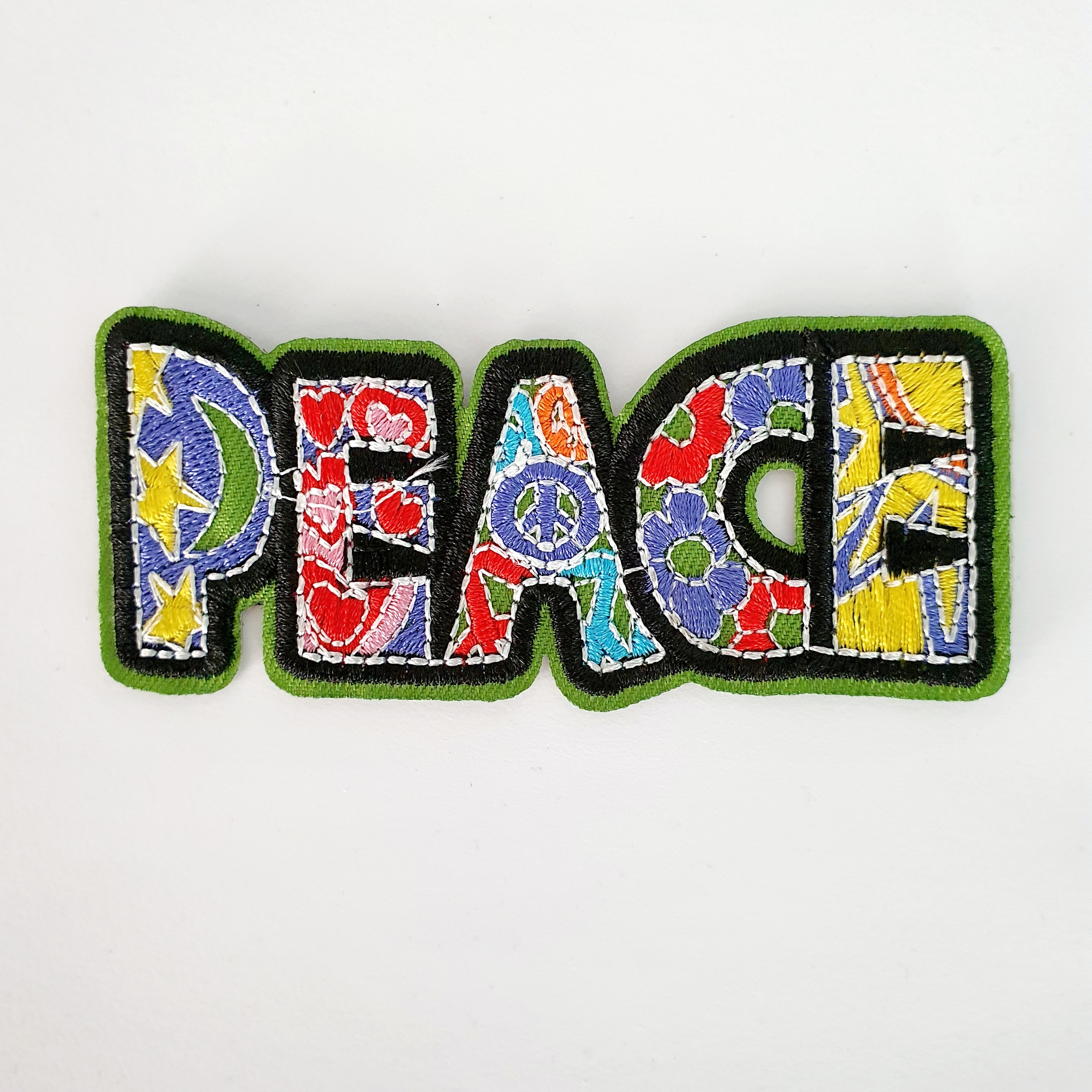 Patch autocollant PEACE fleuri coloré