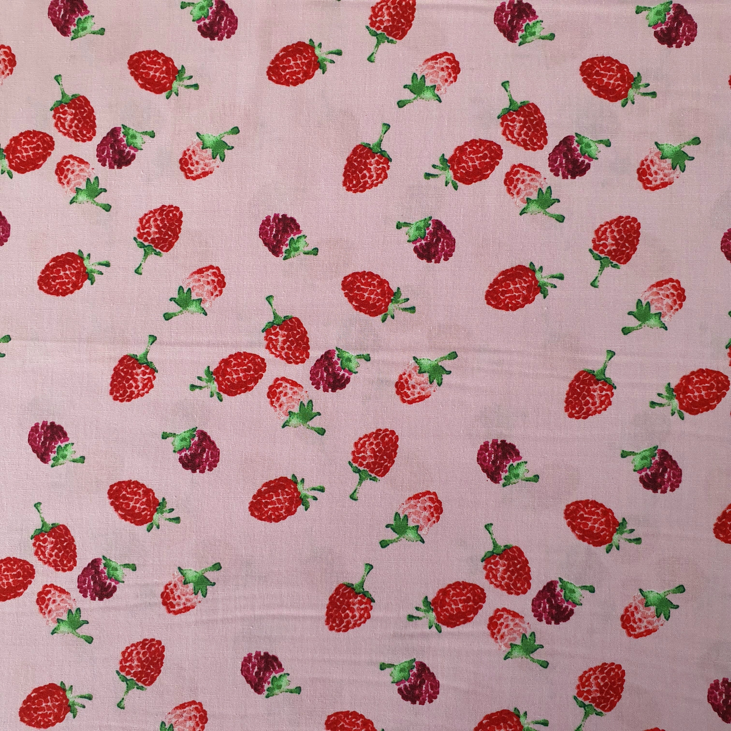 Tissu popeline coton framboise rouge et rose