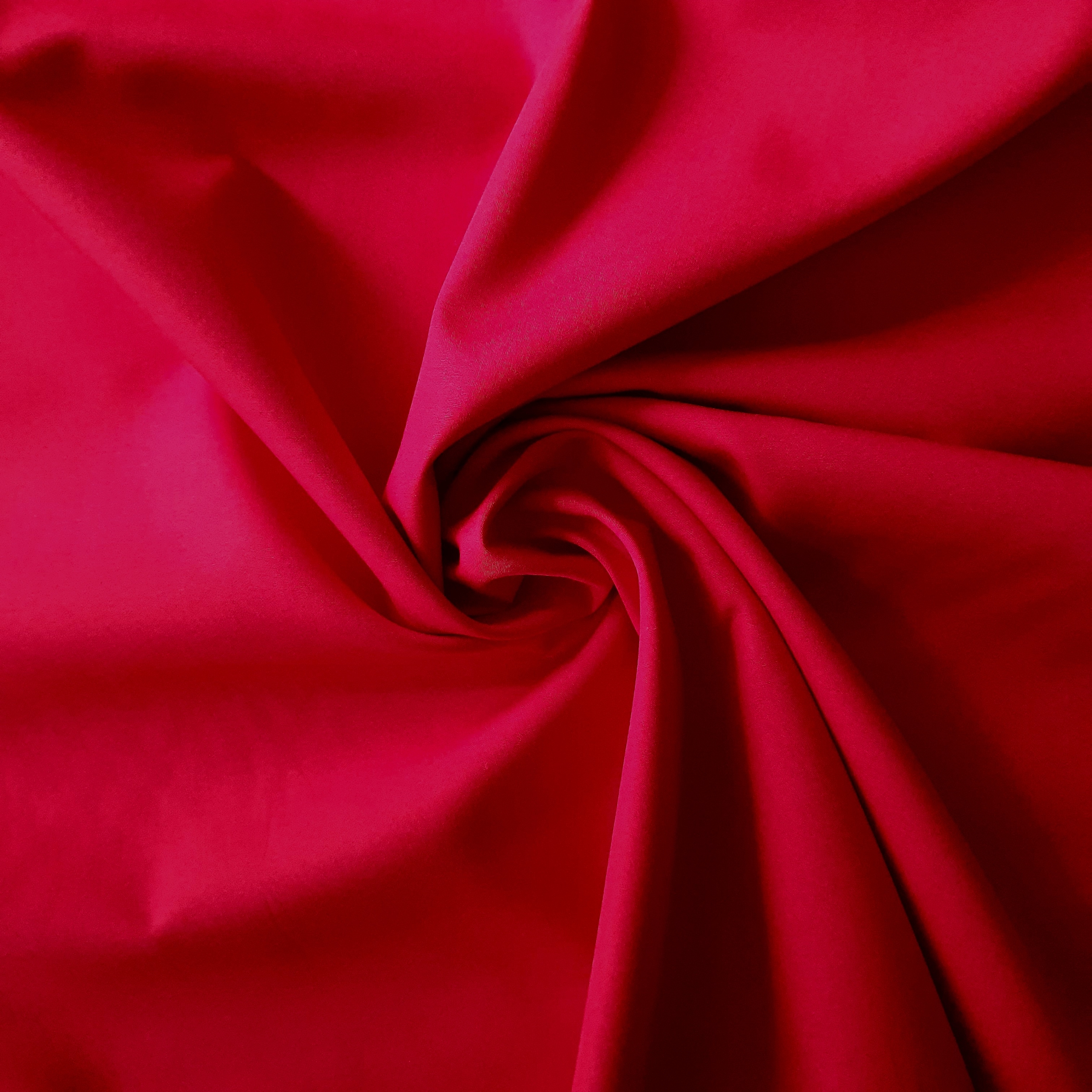 Tissu popeline coton uni rouge vif