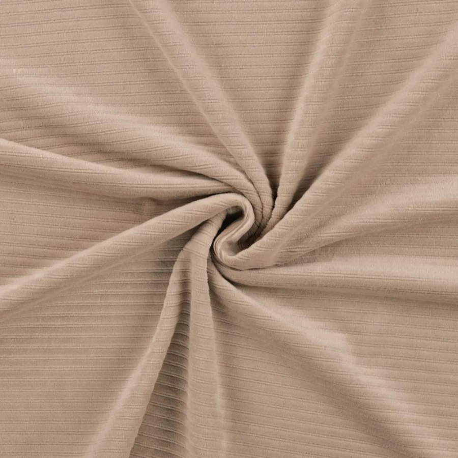 Tissu jersey velours côtelé beige (2)